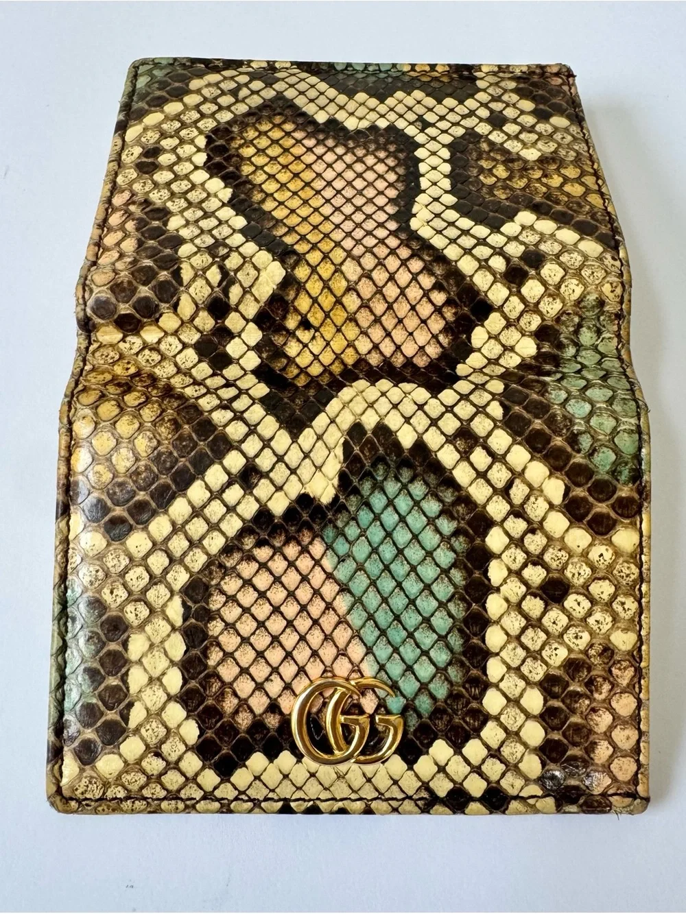 Multicolor Gucci Python Compact Wallet with Gold GG - Picture 3 of 10